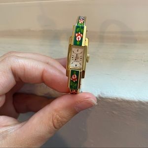 Ritma Hand-Painted Floral Vintage Gold Swiss Watch